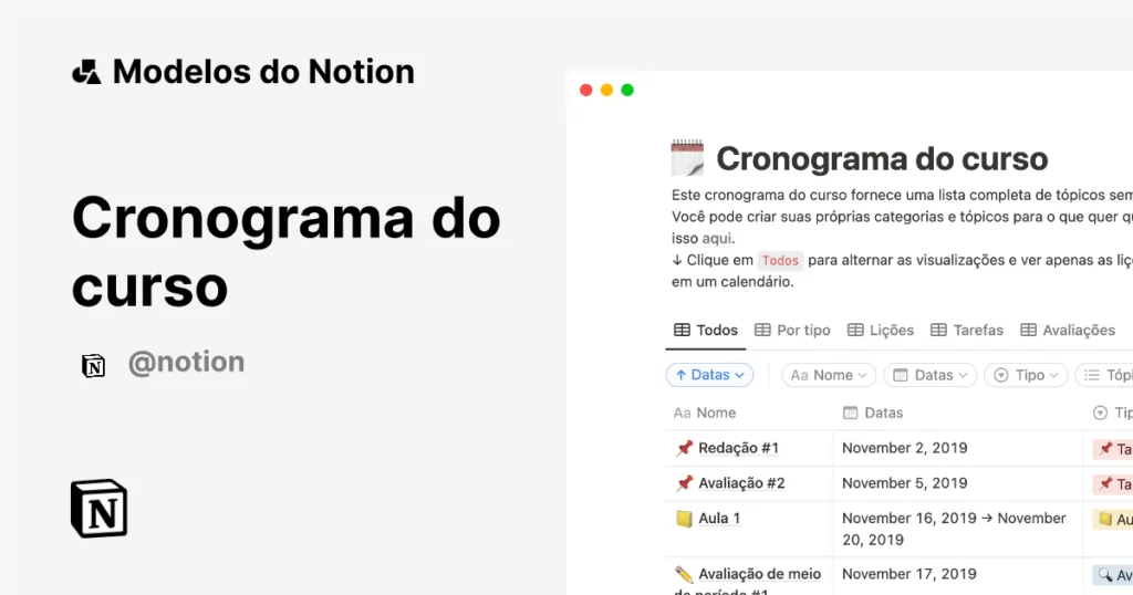 como criar um planner no notion